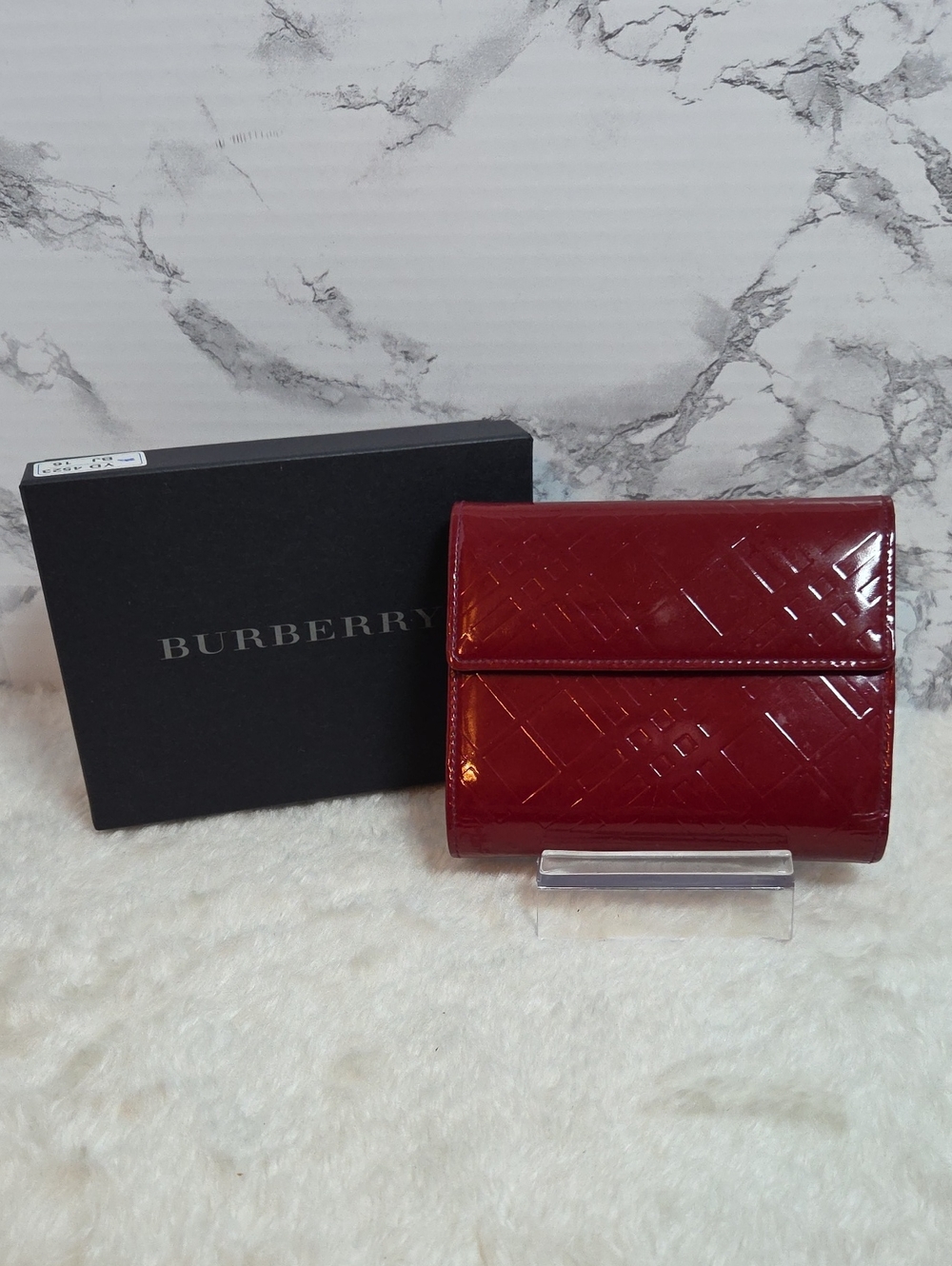 Burberry Burgundy Patent Leather Wallet EUC